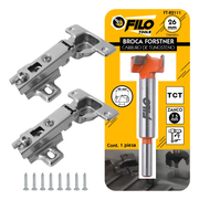 Broca Tipo Forstner Para Madera 26 mm Carburo De Tungsteno + 5 Pares Bisagra