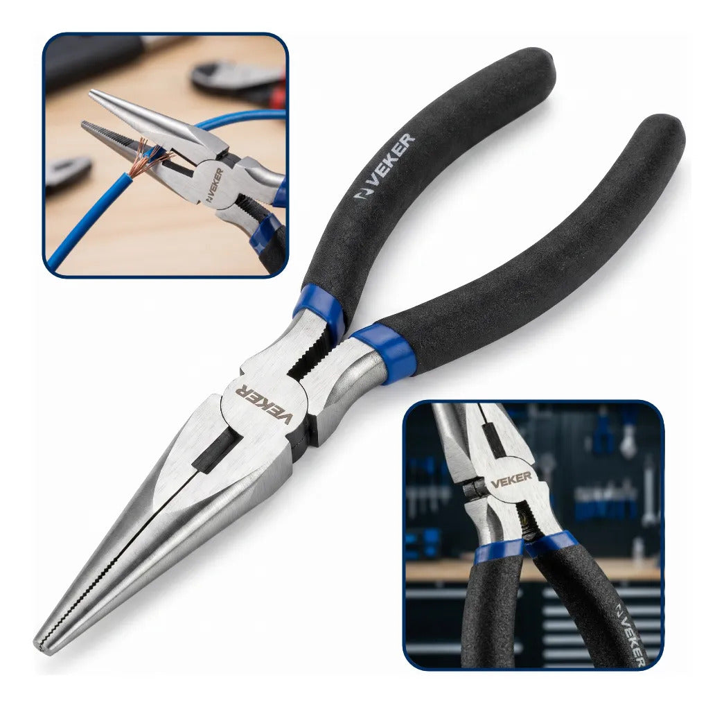 Pinza Punta Y Corte Multiusos Mango Aislado 7'' Veker 12671 Alicate De Punta