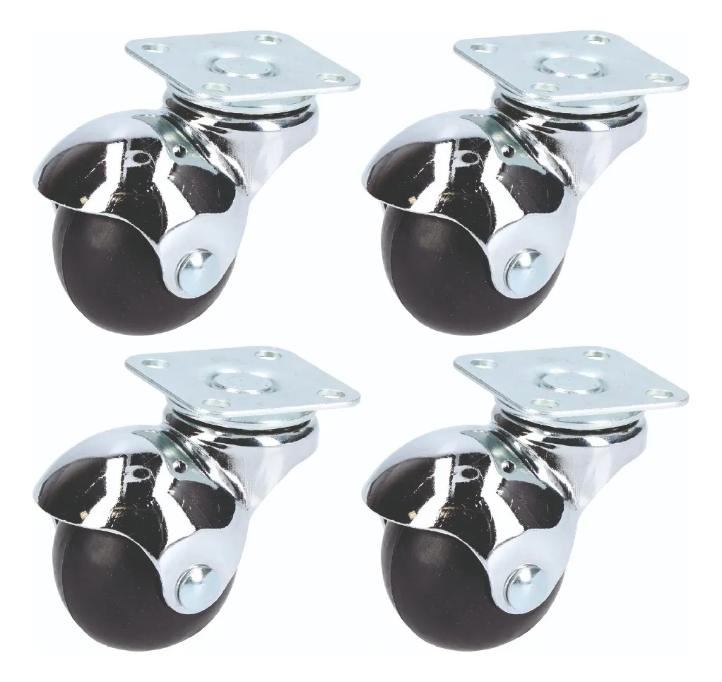 Rodaja Bola Giratoria 50 mm Con Placa Hule Negro