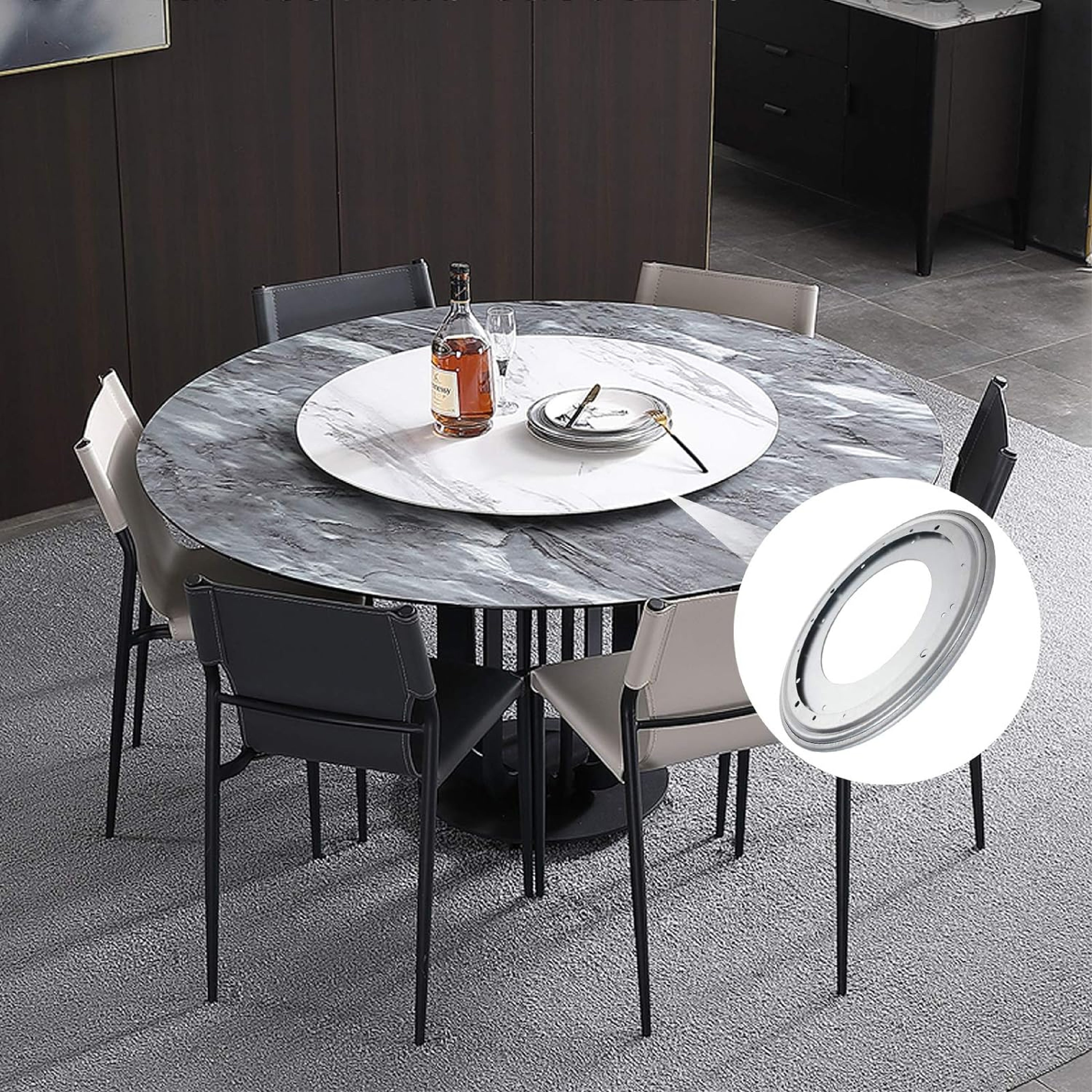 Placa Base Giratoria 9 Pulgadas Circular Metálica Con Balero Plano Bolder
