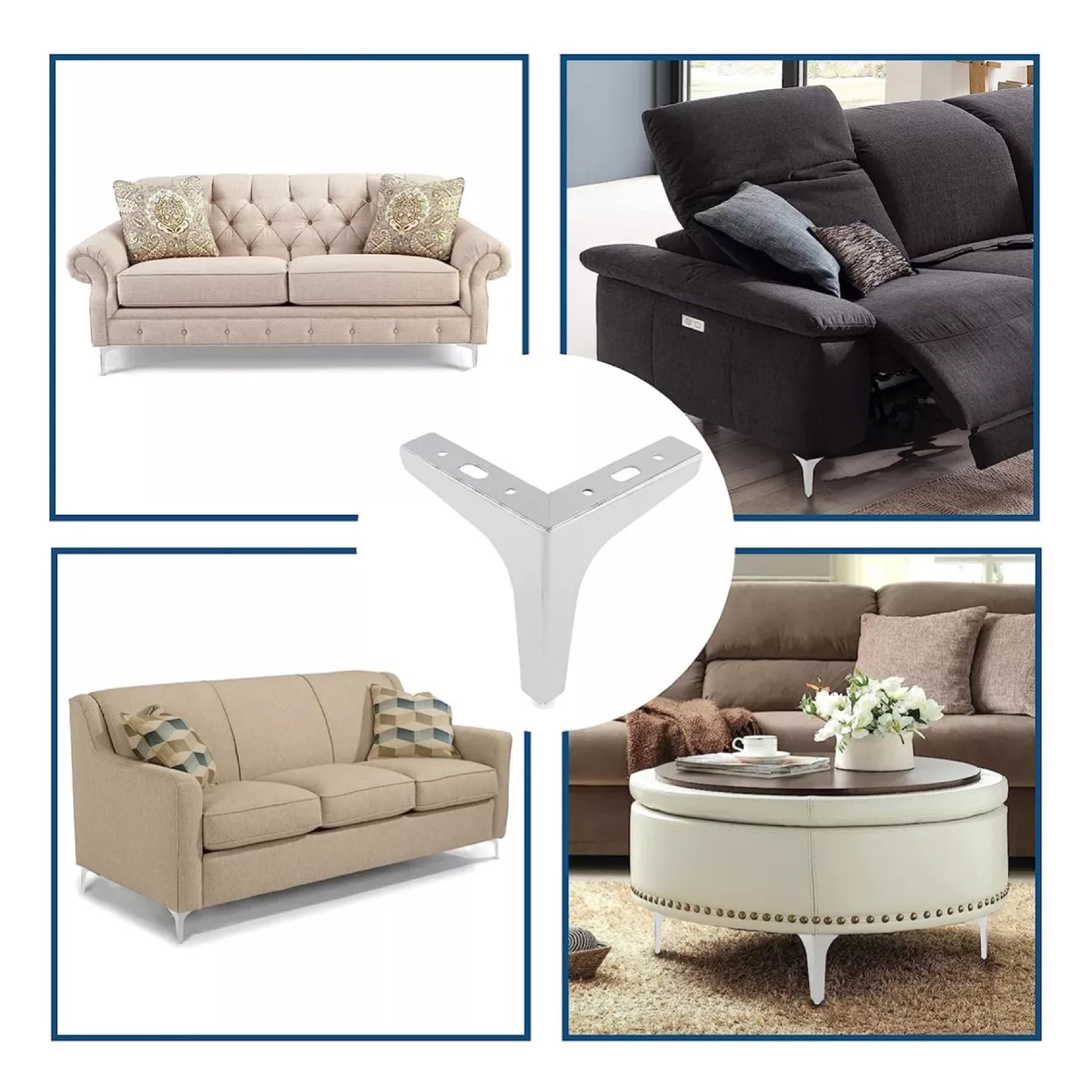 Pata Para Sofá y Muebles Metálica Triangular "Slim" Cromo