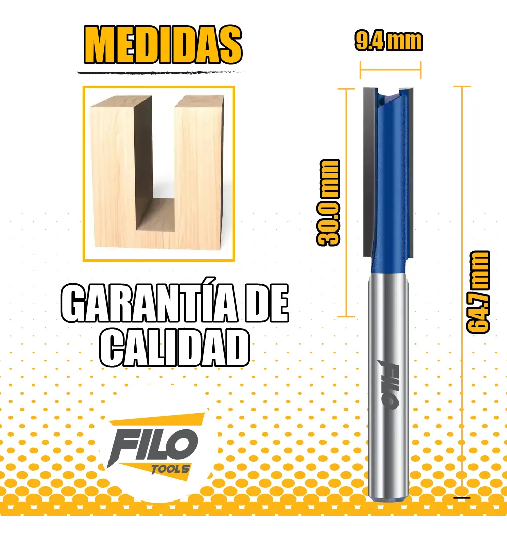 Broca Acanaladora Router Diámetro 5/16" Zanco 1/4" Corte 30 mm