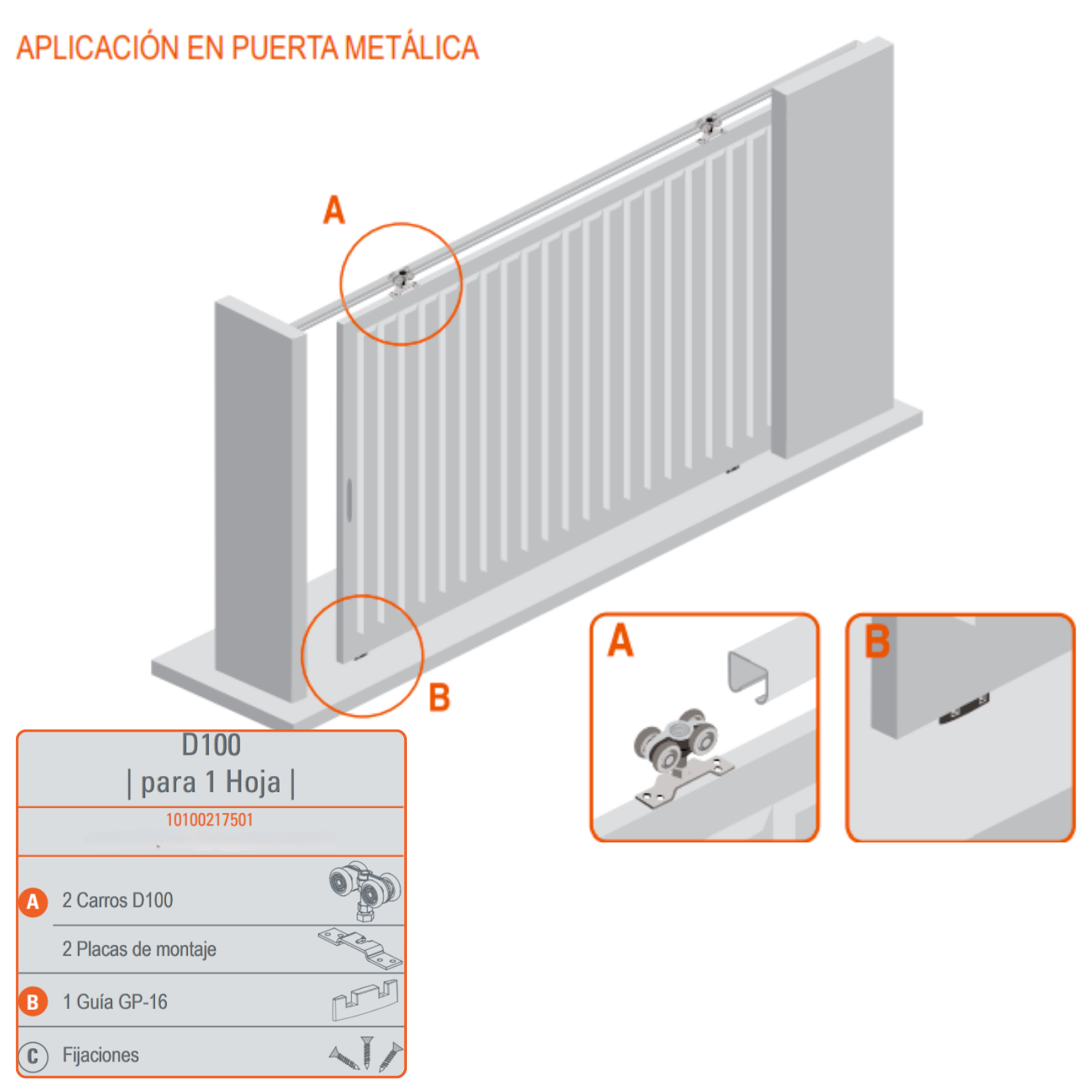 Sistema Corredizo Para Portones Livianos D-100 Ducasse