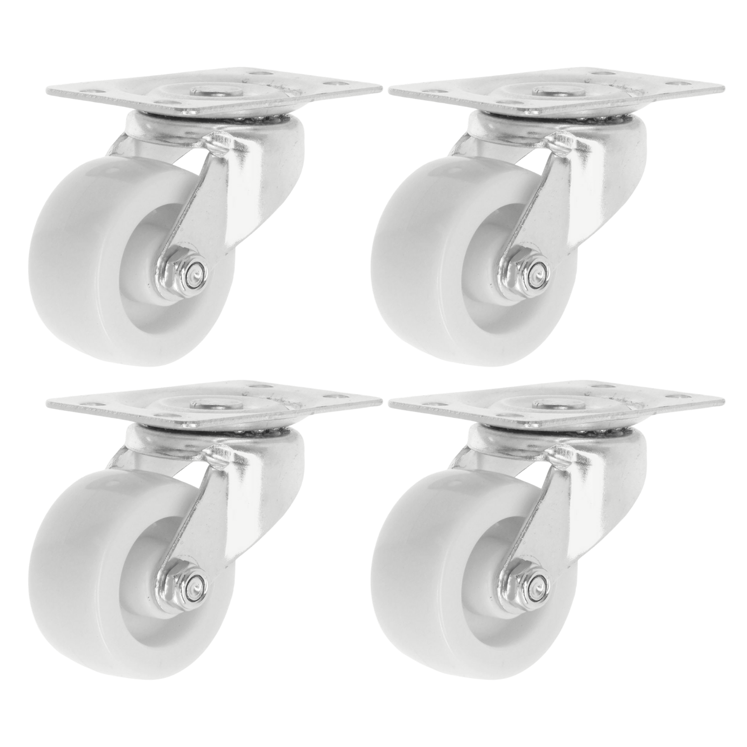 Rodaja Plana Pesada Giratoria Plástico Blanco 4 Piezas