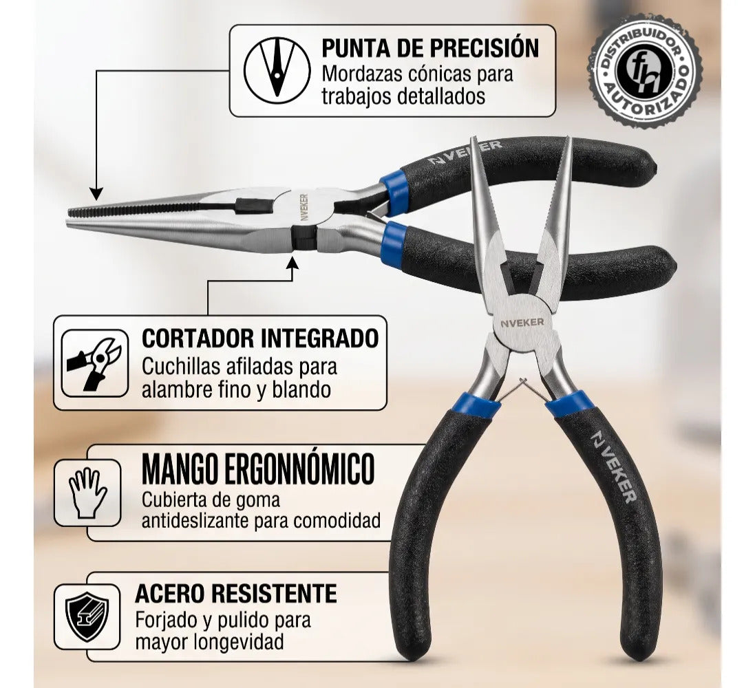 Mini Pinza De Punta Y Corte Electricista 5" Pulgadas Veker 12663 Alicate De Punta