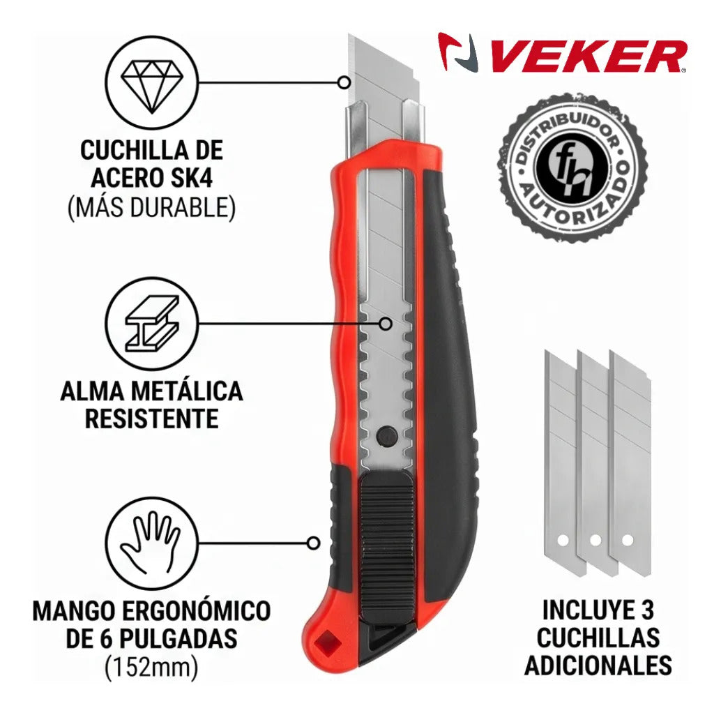 Cutter Reforzado Profesional Alma Metálica Y Repuestos 12201