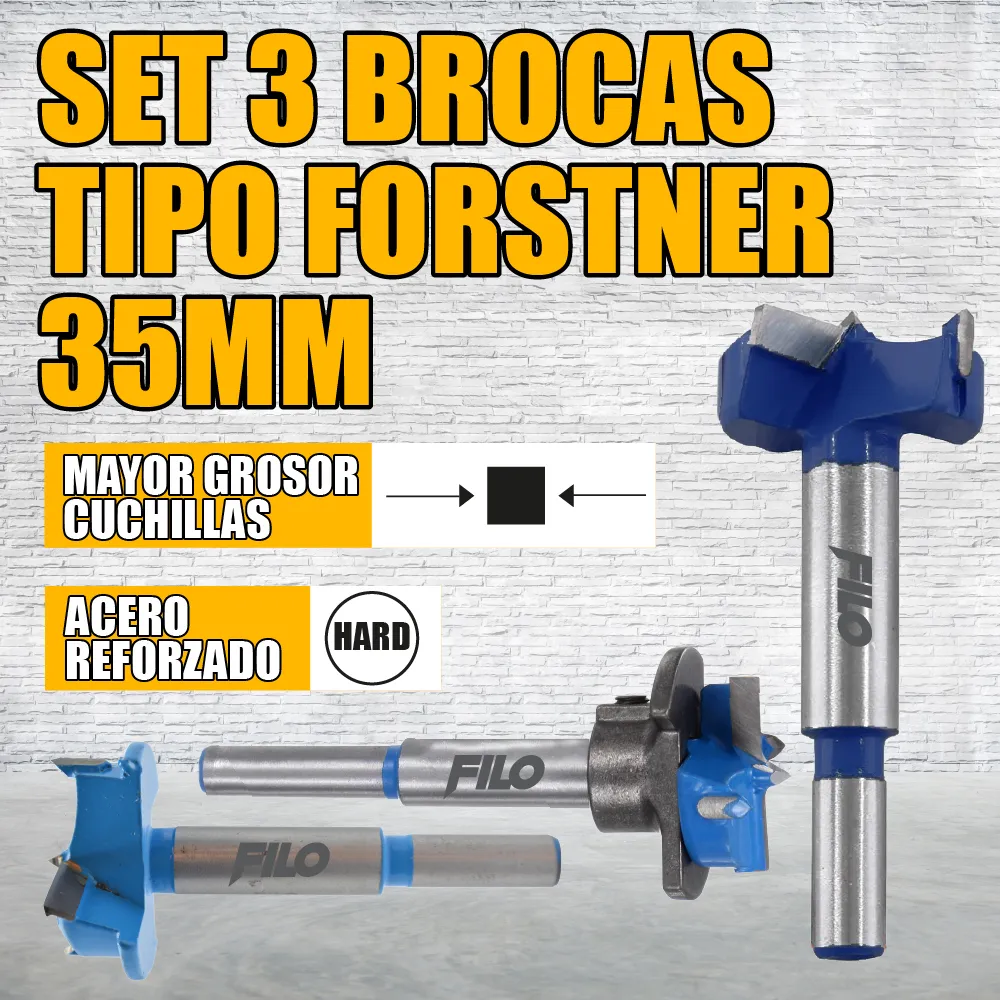 Set 3 Brocas Tipo Forstner Para Madera Carburo De Tungsteno