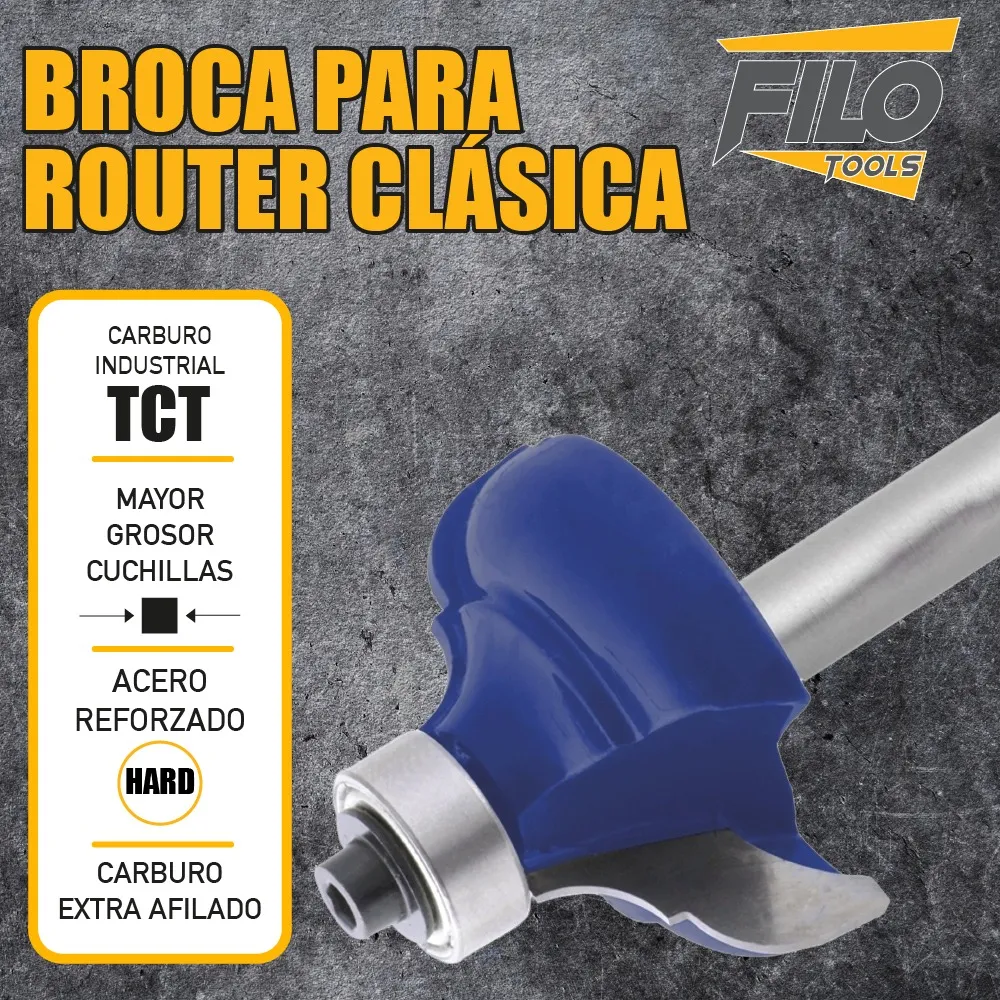 Broca Para Router 1/4'' Rebajadora de Madera Corte Clásico 1 Pieza