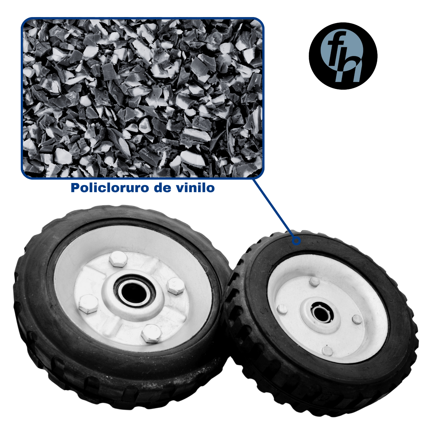 Rueda Para Diablo De Vinil Con 1 Balero y Rin De Lámina