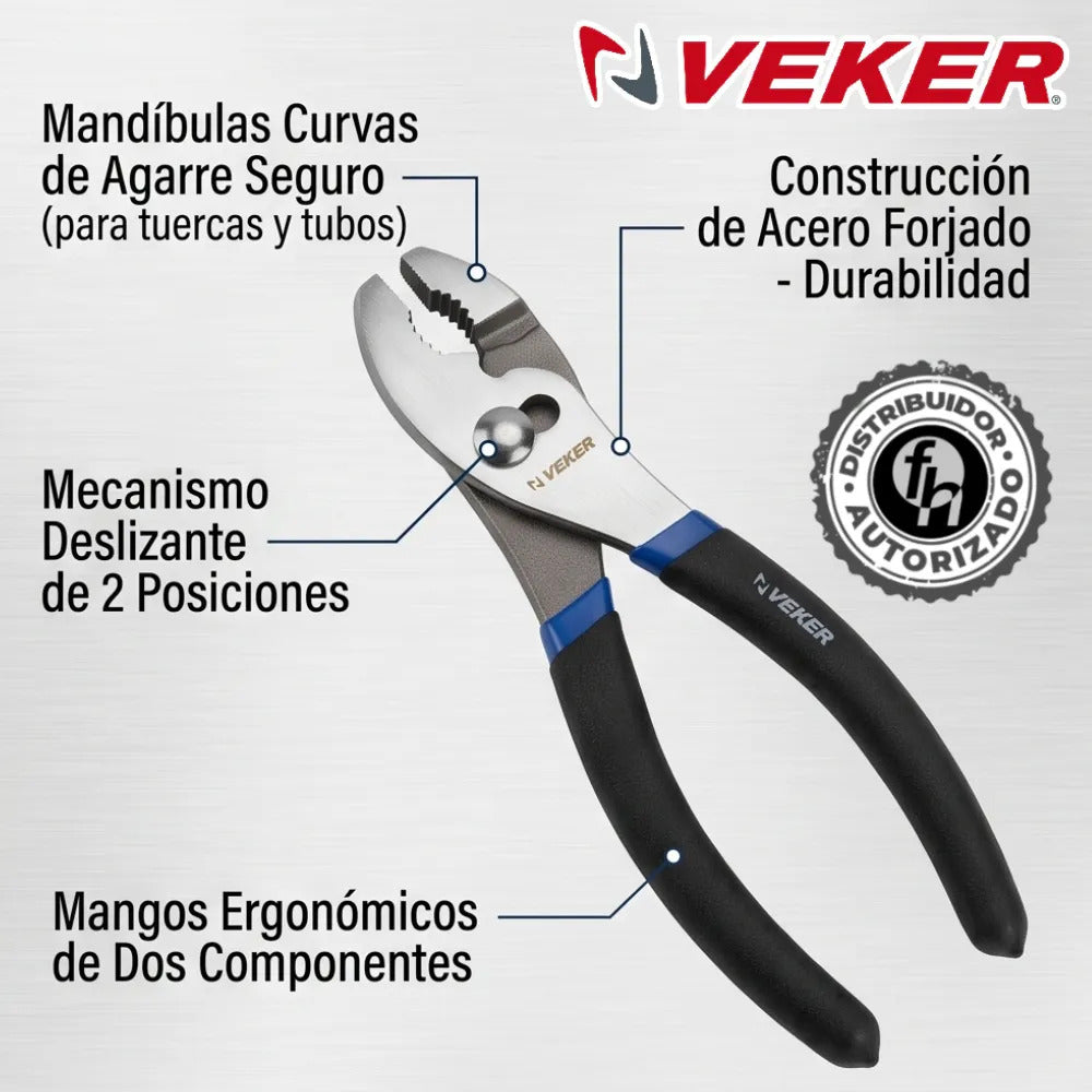 Pinza De Chofer Acero 8" Pulgadas Mango Pvc Veker 12669 Pinzas Mecánicas Mordaza De Precisón Dos Posiciones de Ajuste (Copia)