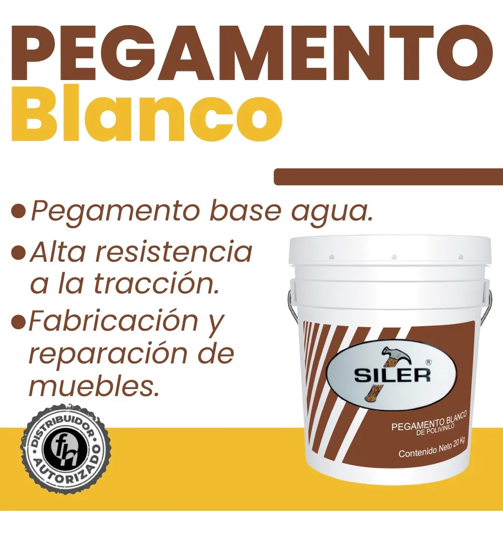 Pegamento Blanco Para Madera B20 Siler Etiqueta Café 20 kg