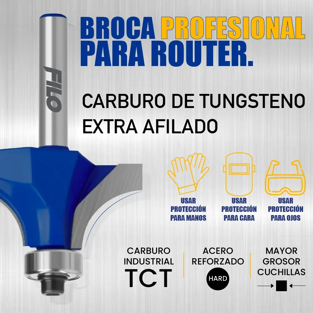 Broca Para Router 1 1/2'' Rebajadora de Madera Redondeadora 1 Pieza