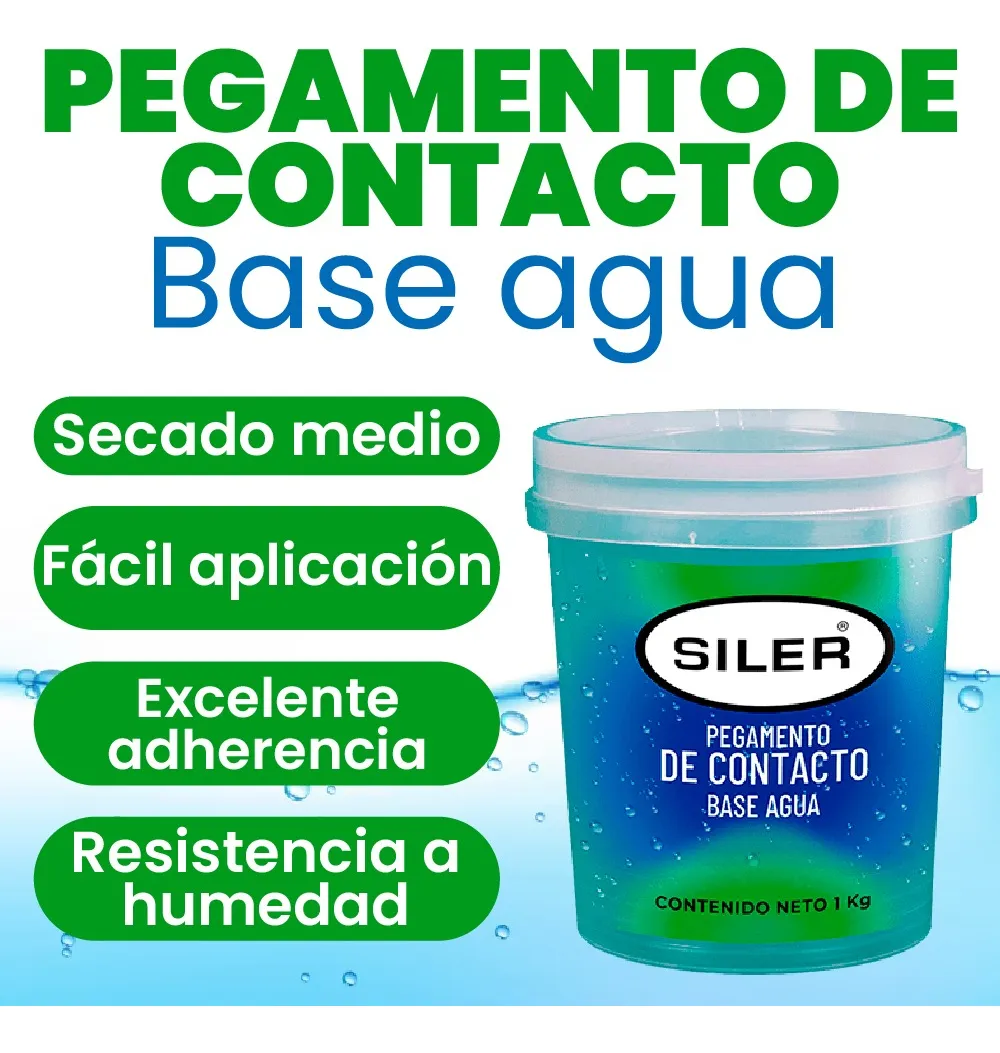 Pegamento De Contacto Base Agua Siler 1 Litro Azul Verdoso