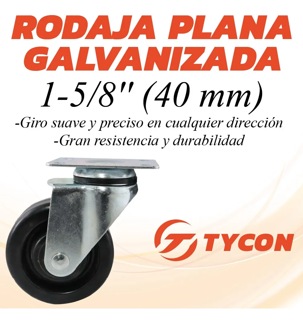 Rodaja Rueda Giratoria Hule 40 mm Con Balero y Placa 1 Pieza