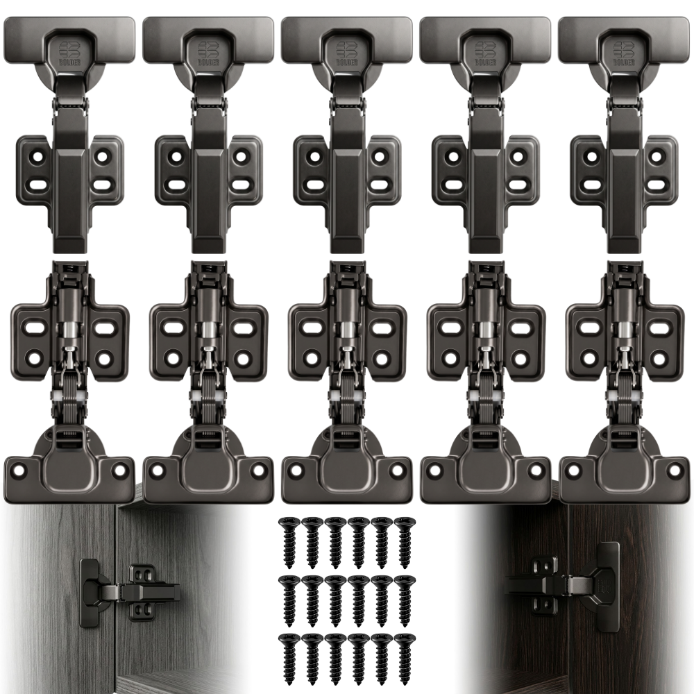 Bisagra Bidimensional 110° Cierre Suave Cobertura Completa/Recta Negro Grafito Con Tornillos