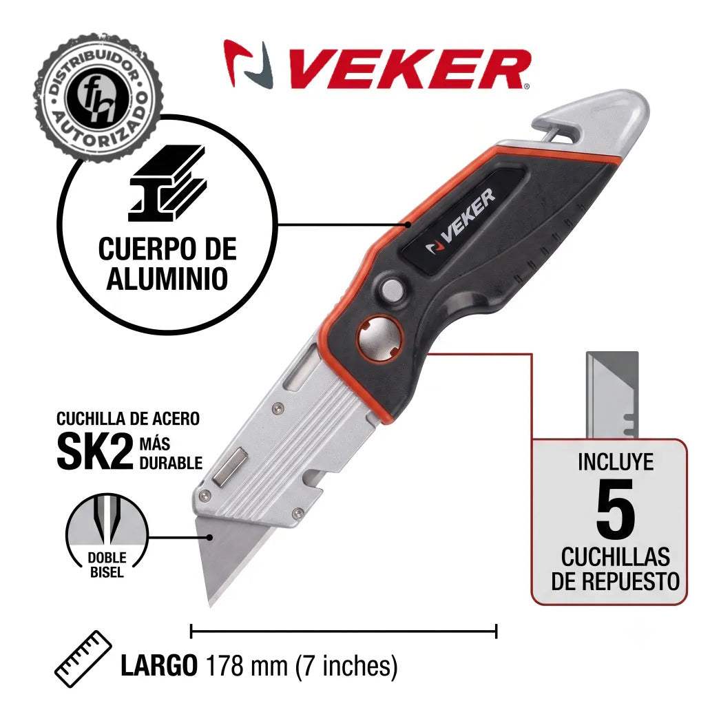 Cutter Navaja Abatible Utilitaria 7pulg Con Repuestos Pro