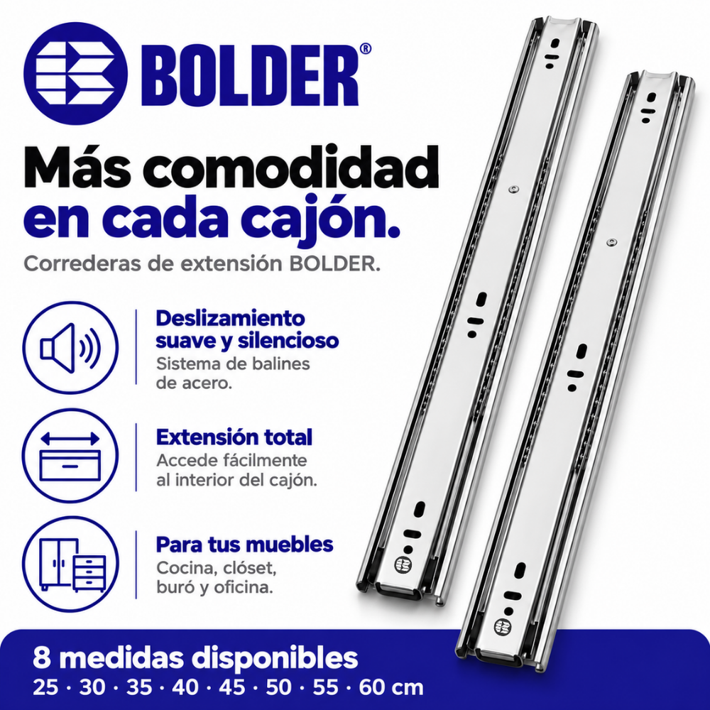 Corredera De Extensión Total Telescópica Reforzada 42 mm