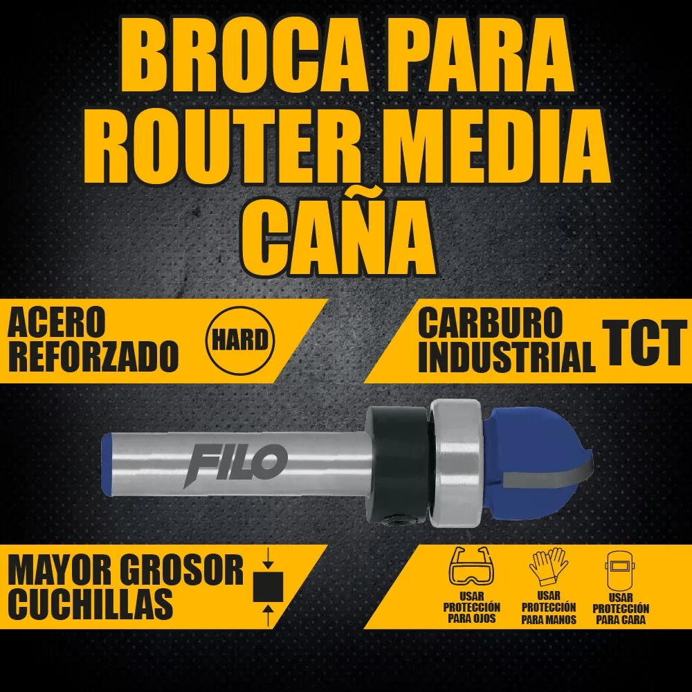 Broca Para Router 3/4'' Rebajadora de Madera Media Caña 1 Pieza