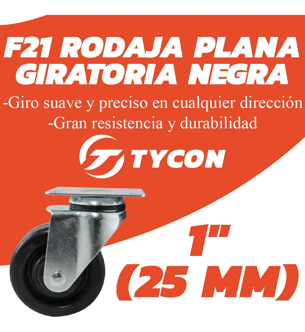 Rodaja Rueda Giratoria Hule 25 mm Con Balero y Placa 1 Pieza