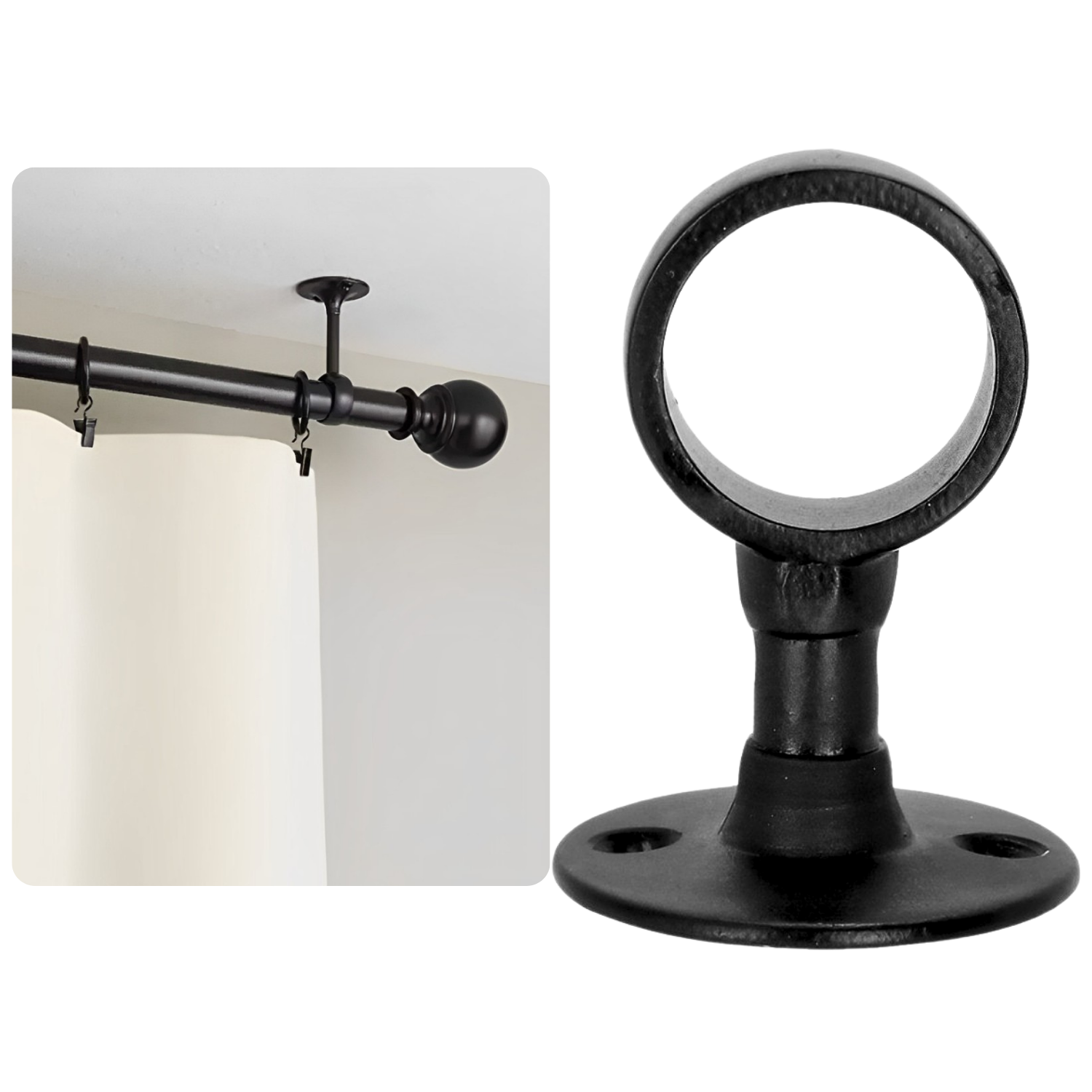 Soporte Central Negro Mate Tubo Redondo 1" Corto 20 Piezas