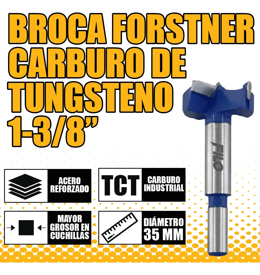 Broca Tipo Forstner Para Madera 35 mm Carburo De Tungsteno