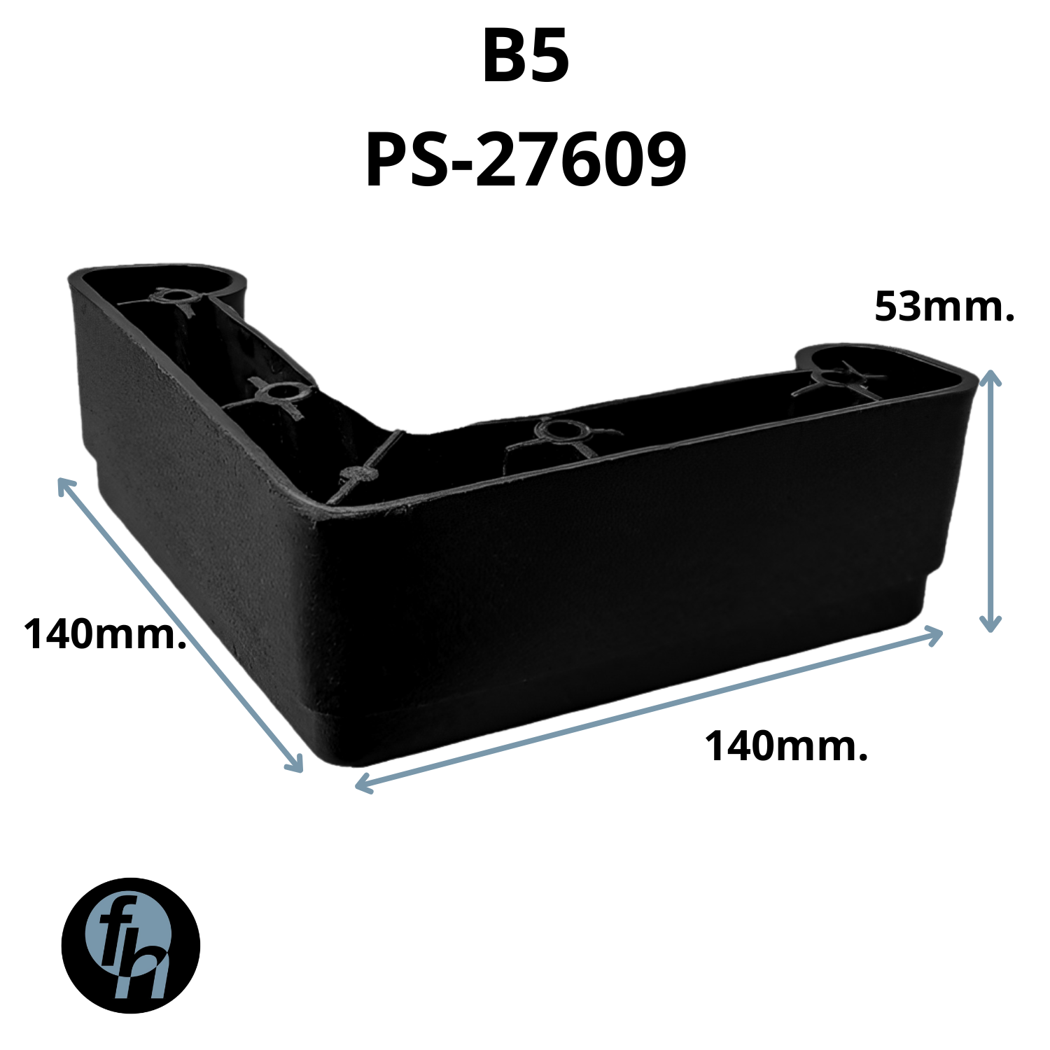 Pata Para Sofá Plástica Triangular Baja B5 Negra 1 Pieza
