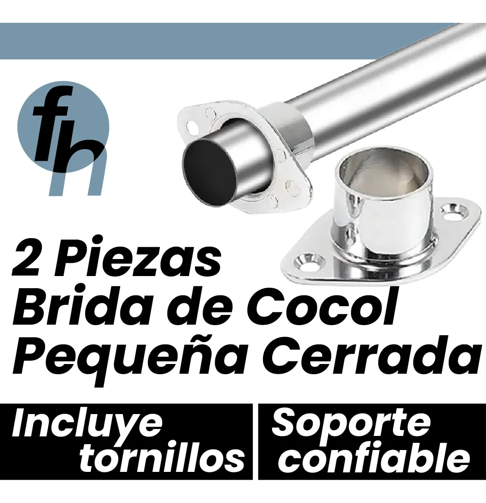 Brida Cocol Para Tubo Redondo 1'' Cerrada Acabado Niquelado 2 Piezas