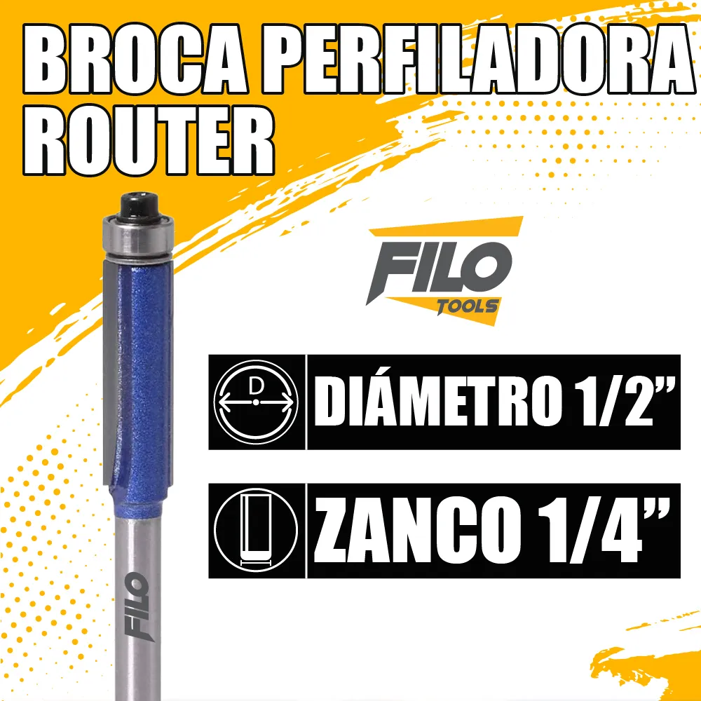 Broca Perfiladora Para Router Diámetro 1/2x1/4" Corte 30 mm