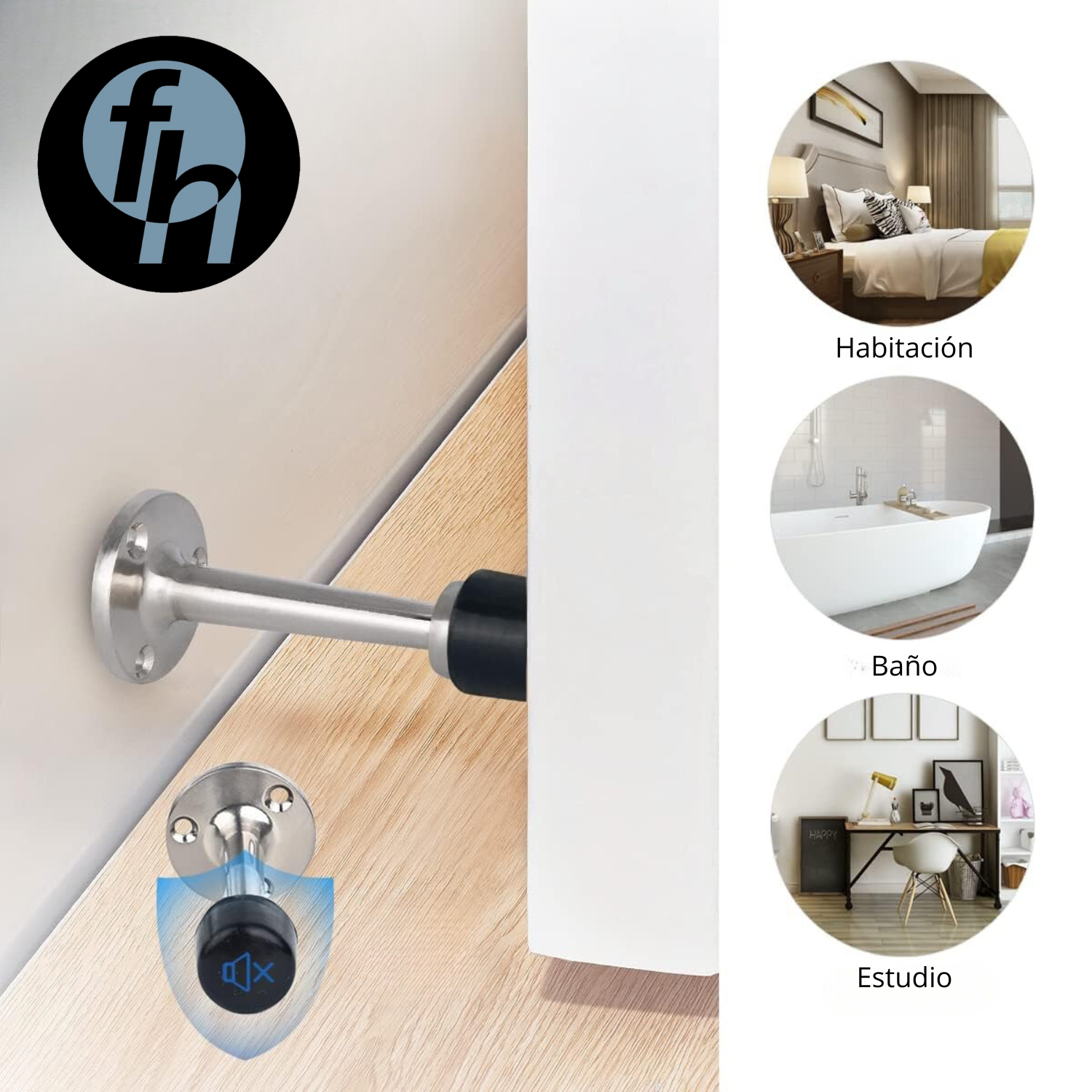 Tope Recto De Pared Níquel Satinado Con Tornillos