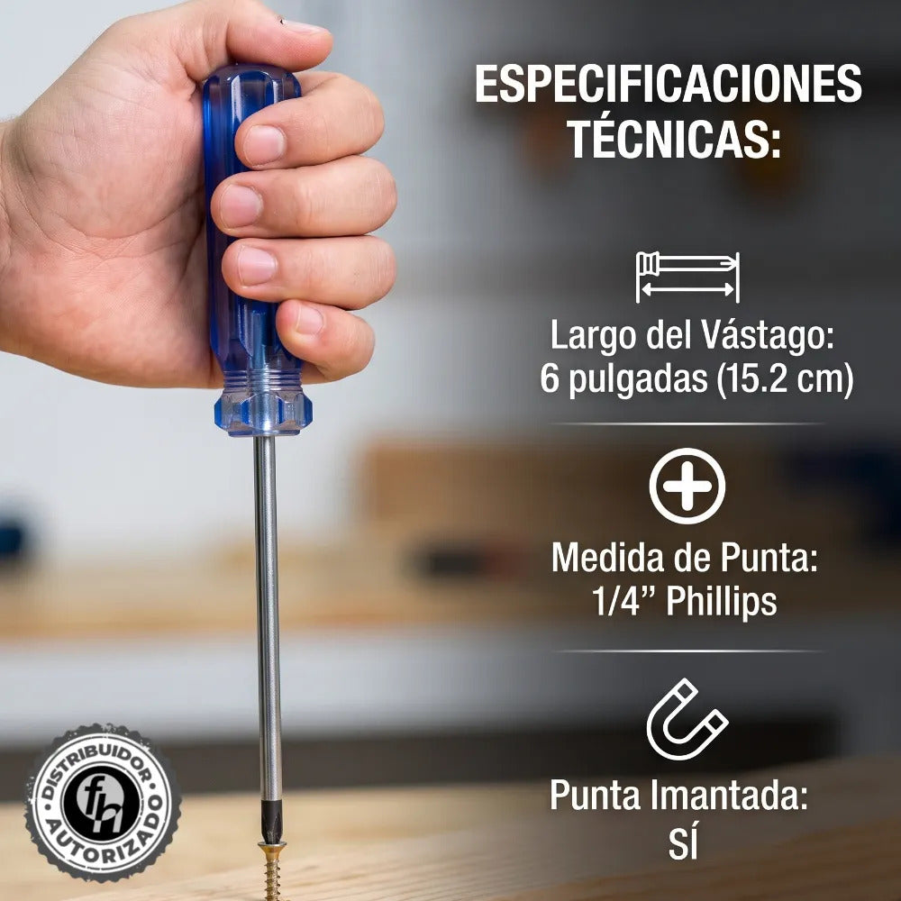 Desarmador De Cruz Magnético Mango PVC 1/4x6'' Veker 12211 Herramienta Multiusos Destornillador de Precisión Mango PVC Punta Magnética (Copia) (Copia) (Copia) (Copia) (Copia)