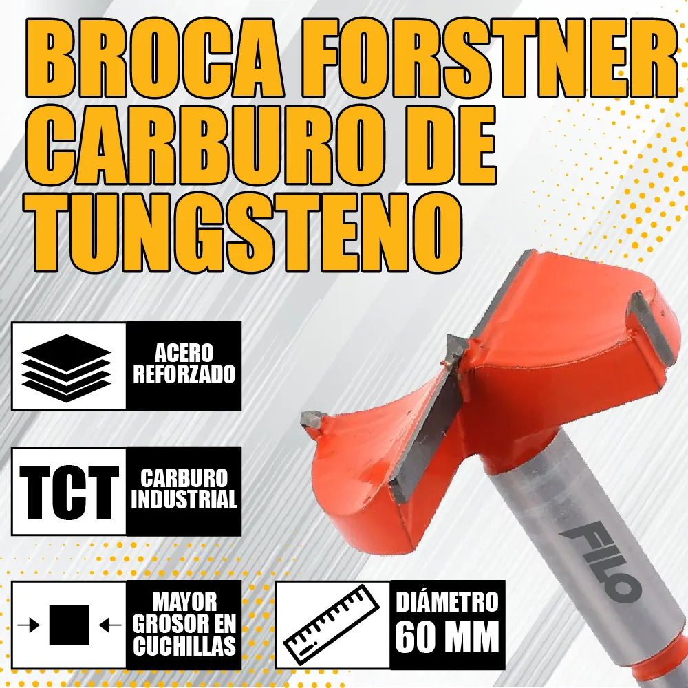 Broca Tipo Forstner Para Madera 60 mm Carburo De Tungsteno