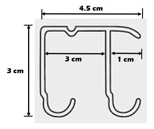 2 m Riel De Aluminio Para Clóset Tipo Doble J