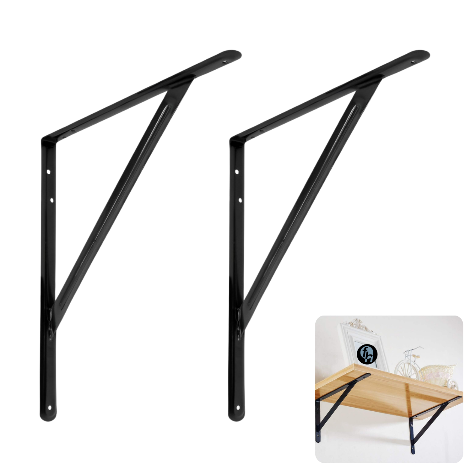 Soporte Ménsula Charolada Negra Caja 12 Piezas