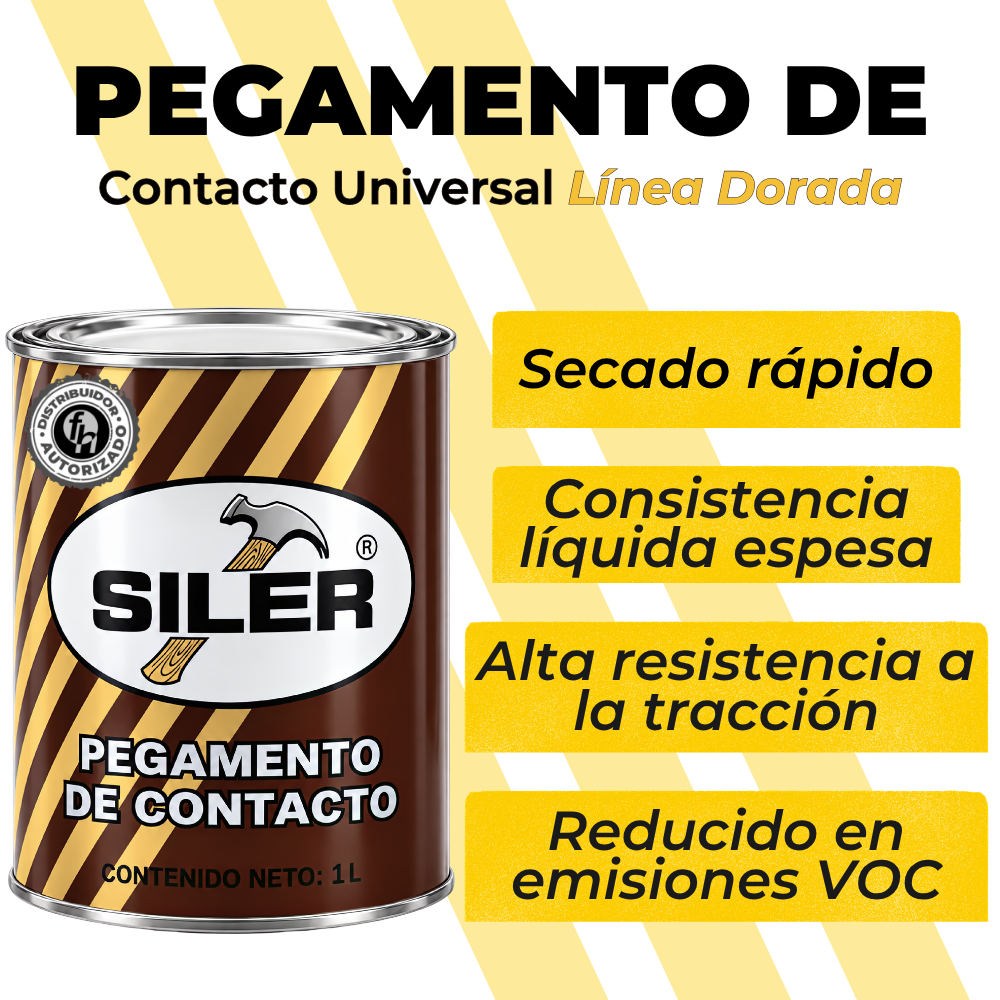 Pegamento Universal De Contacto Siler Línea Dorada 1 Litro Amarillo