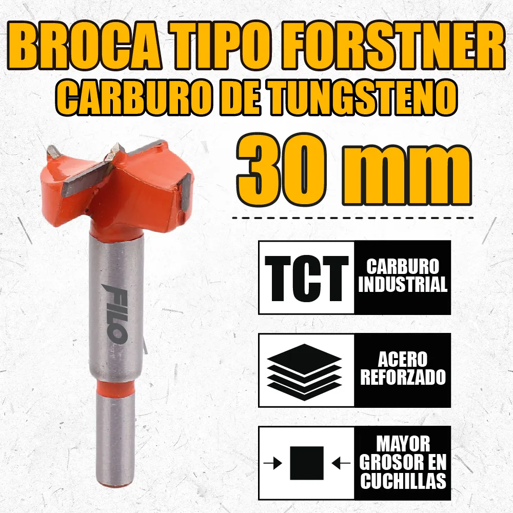 Broca Tipo Forstner Para Madera 30 mm Carburo De Tungsteno