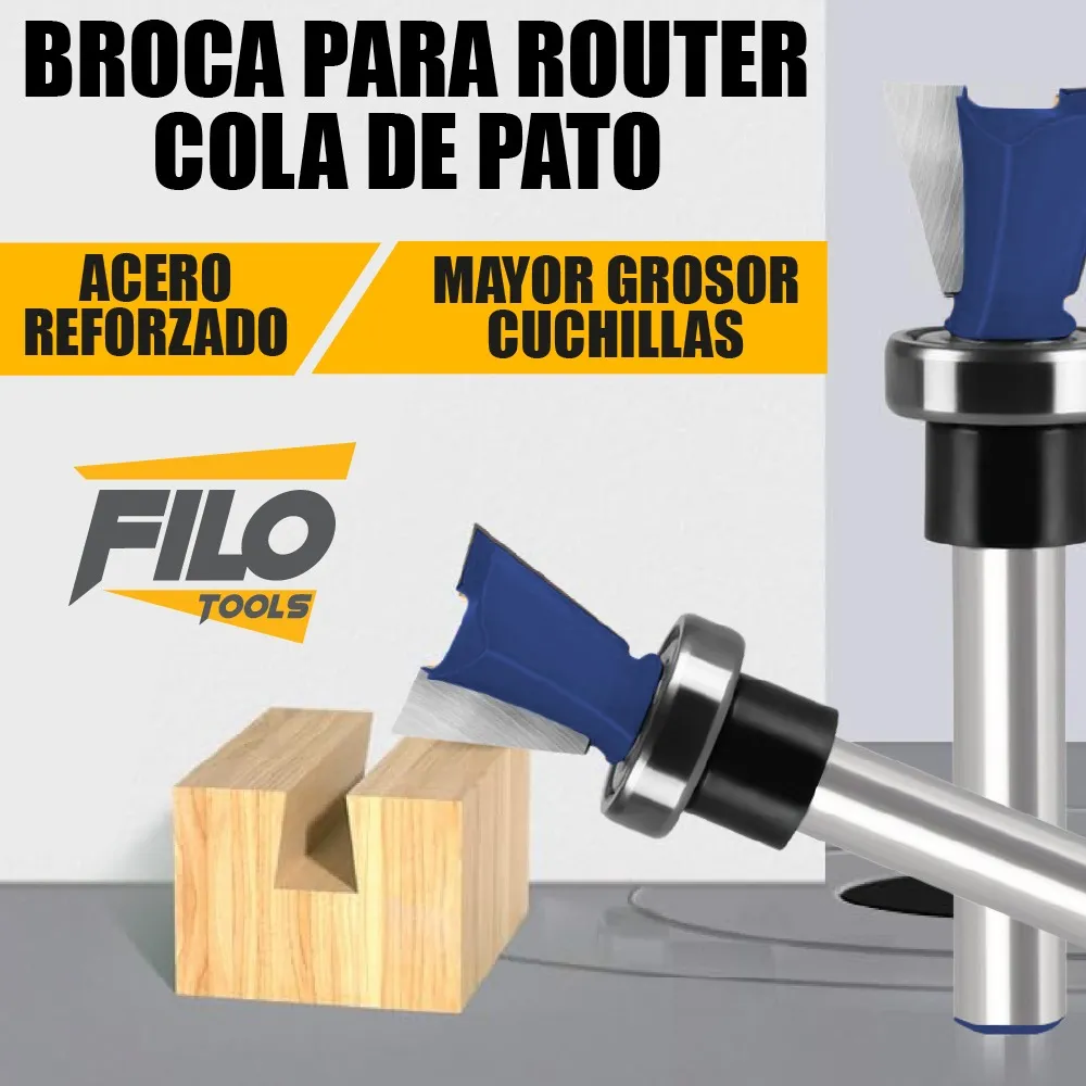 Broca Para Router Rebajadora de Madera Cola de Pato 1 Pieza