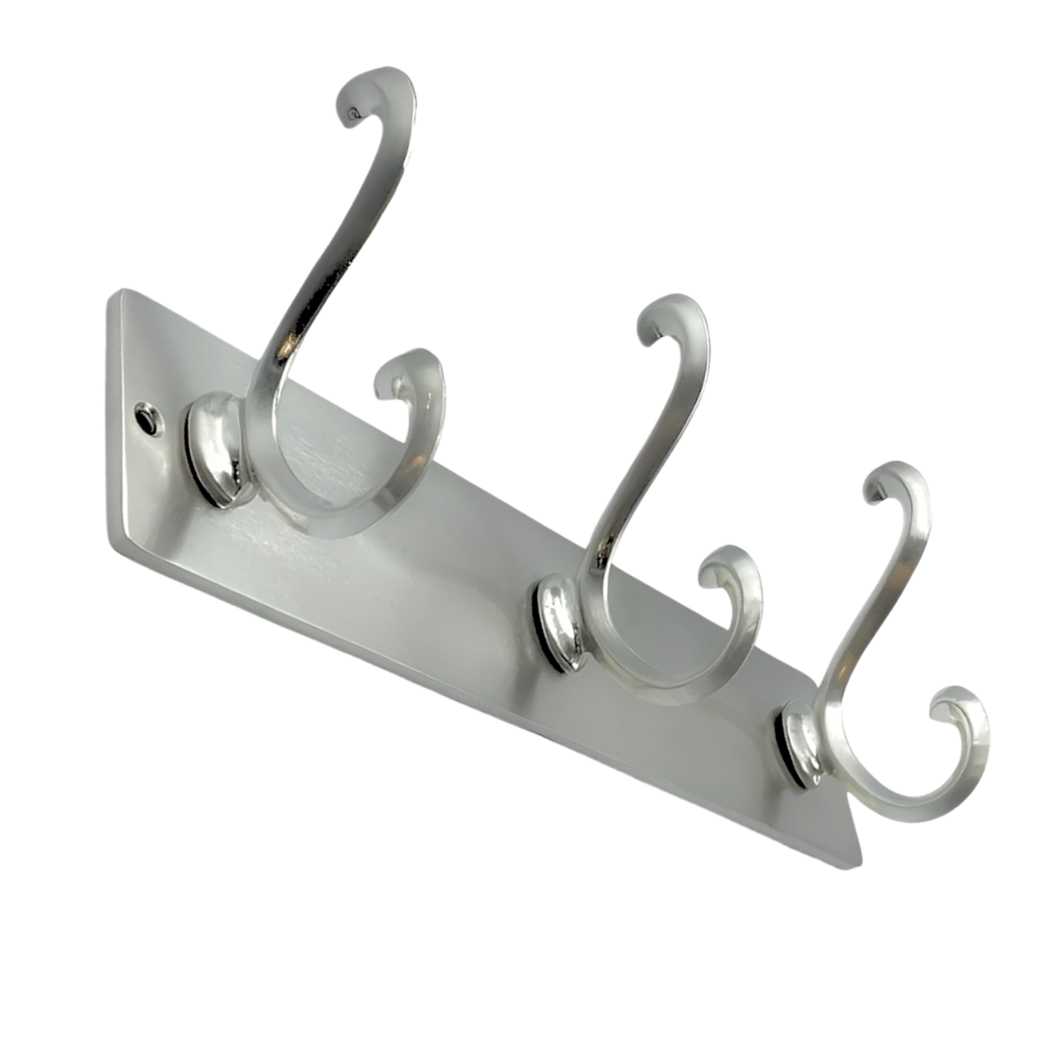 Perchero De Pared Con Placa y 6 Ganchos Zamak Níquel Satinado