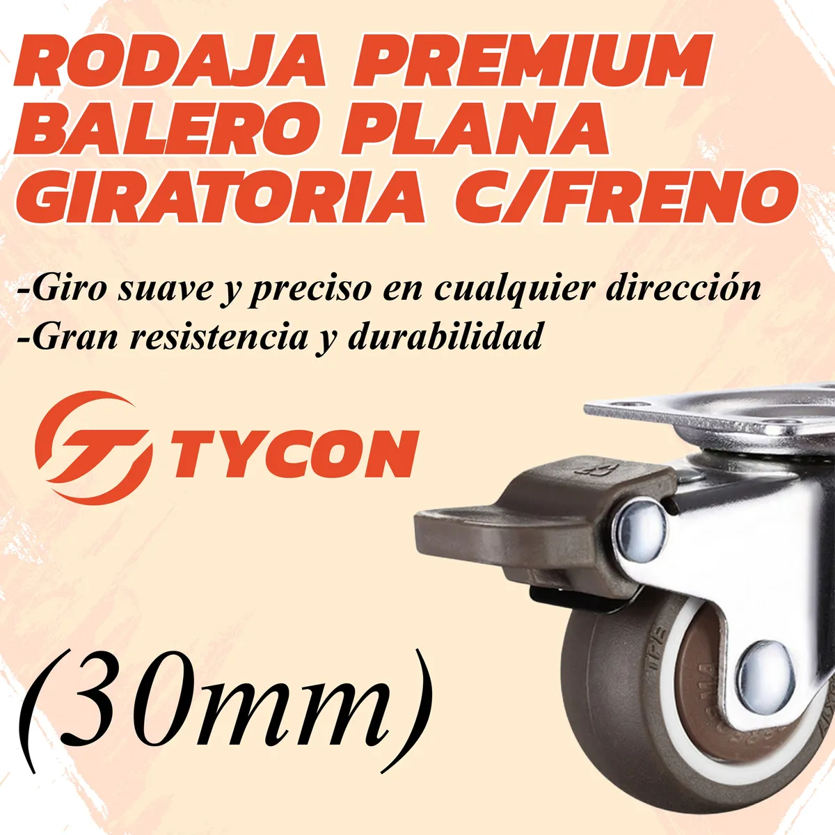 Rodaja Giratoria Café 30 mm Con Placa Y Freno