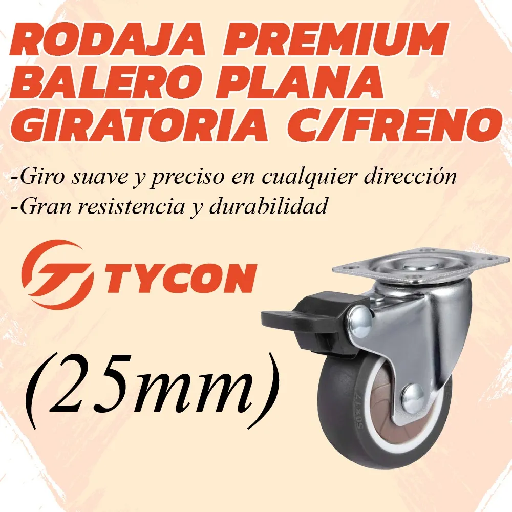 Rodaja Giratoria Café 25 mm Con Placa Y Freno