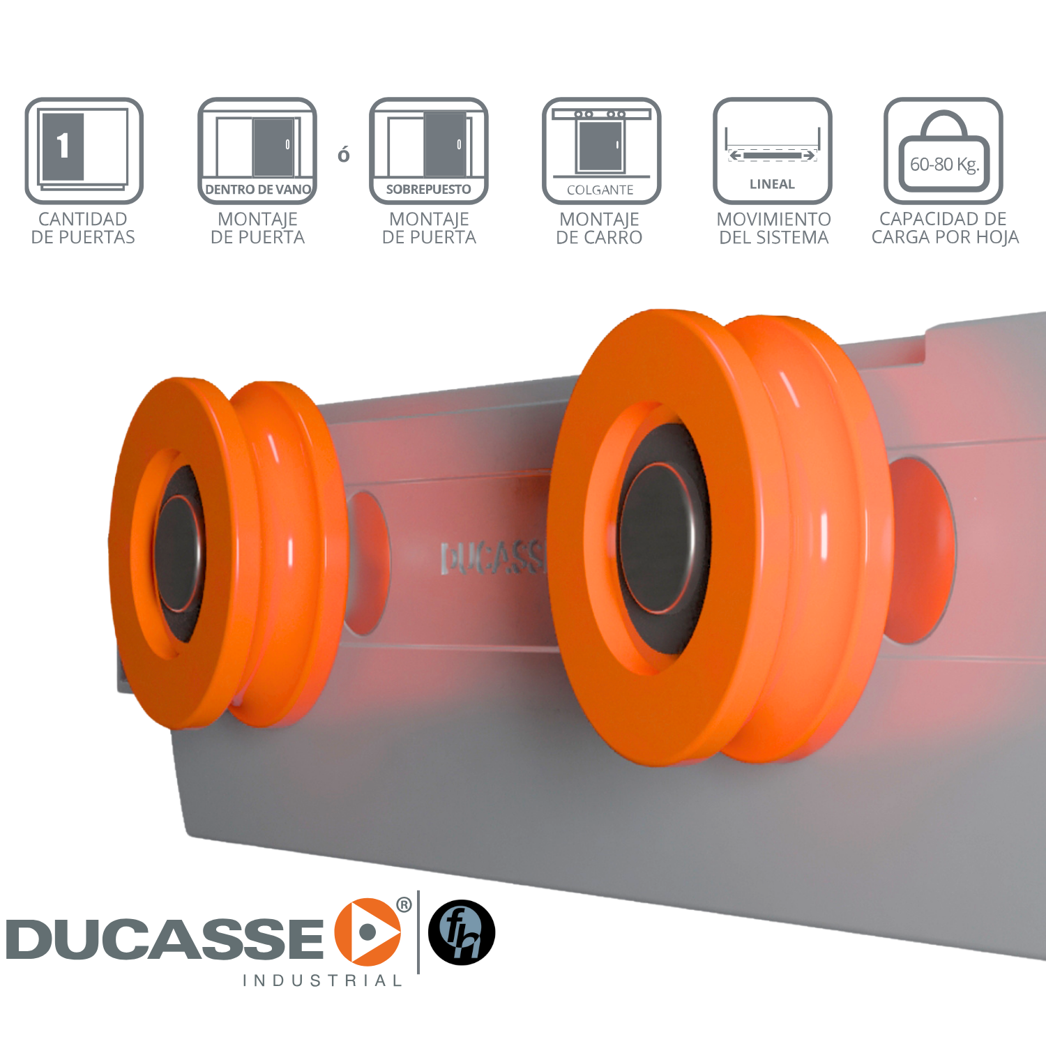 Sistema Corredizo Para Vidrio Templado "D-SLIDE 80" Ducasse