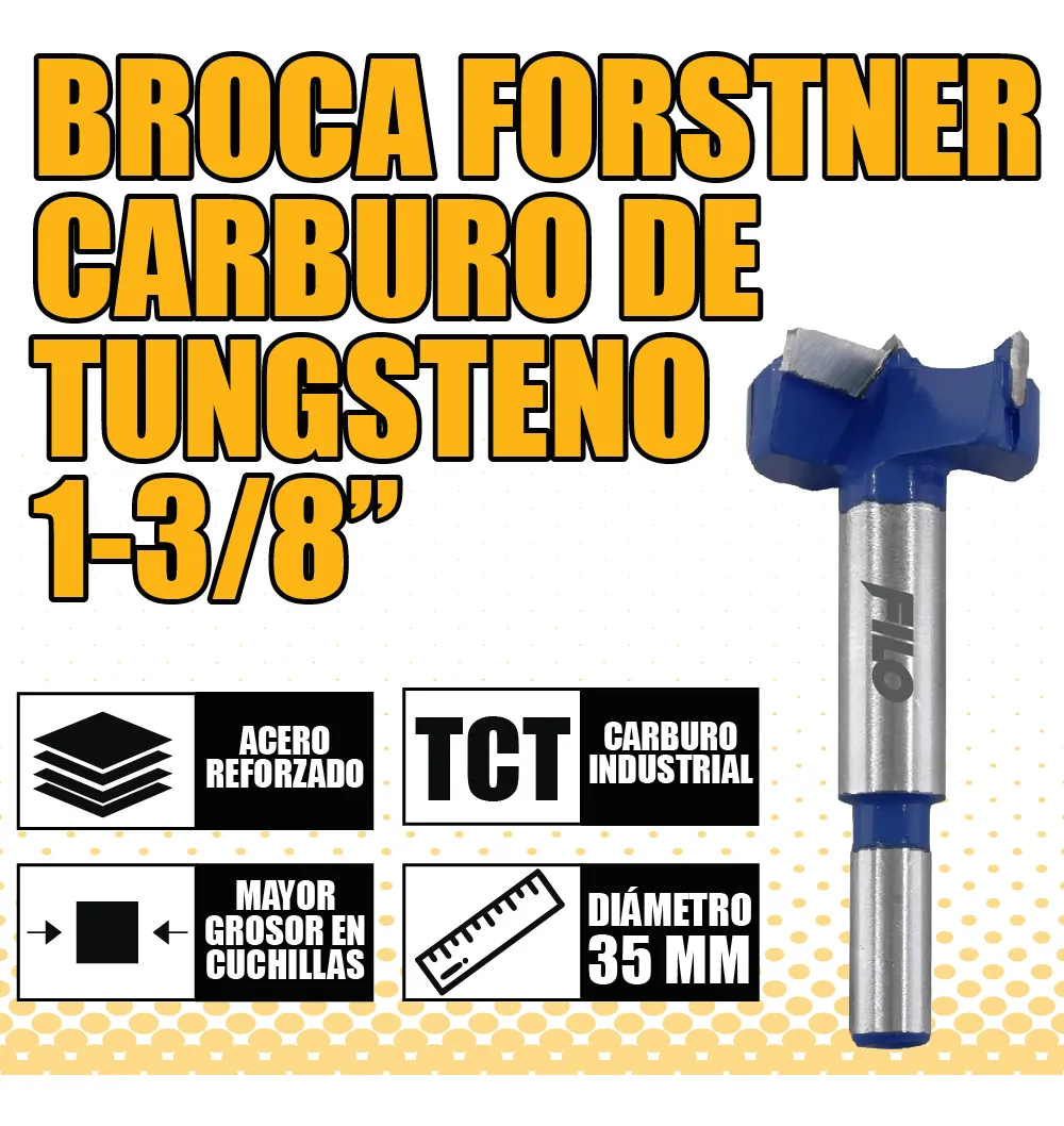 Set 2 Brocas Tipo Forstner Para Madera 35 mm Carburo De Tungsteno