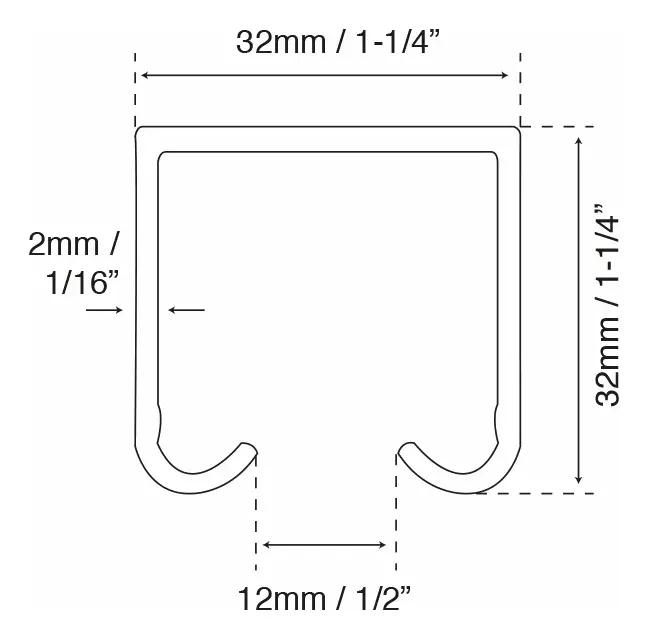 Riel Para Puerta U-21 Aluminio 2 m Ducasse 1 Tramo