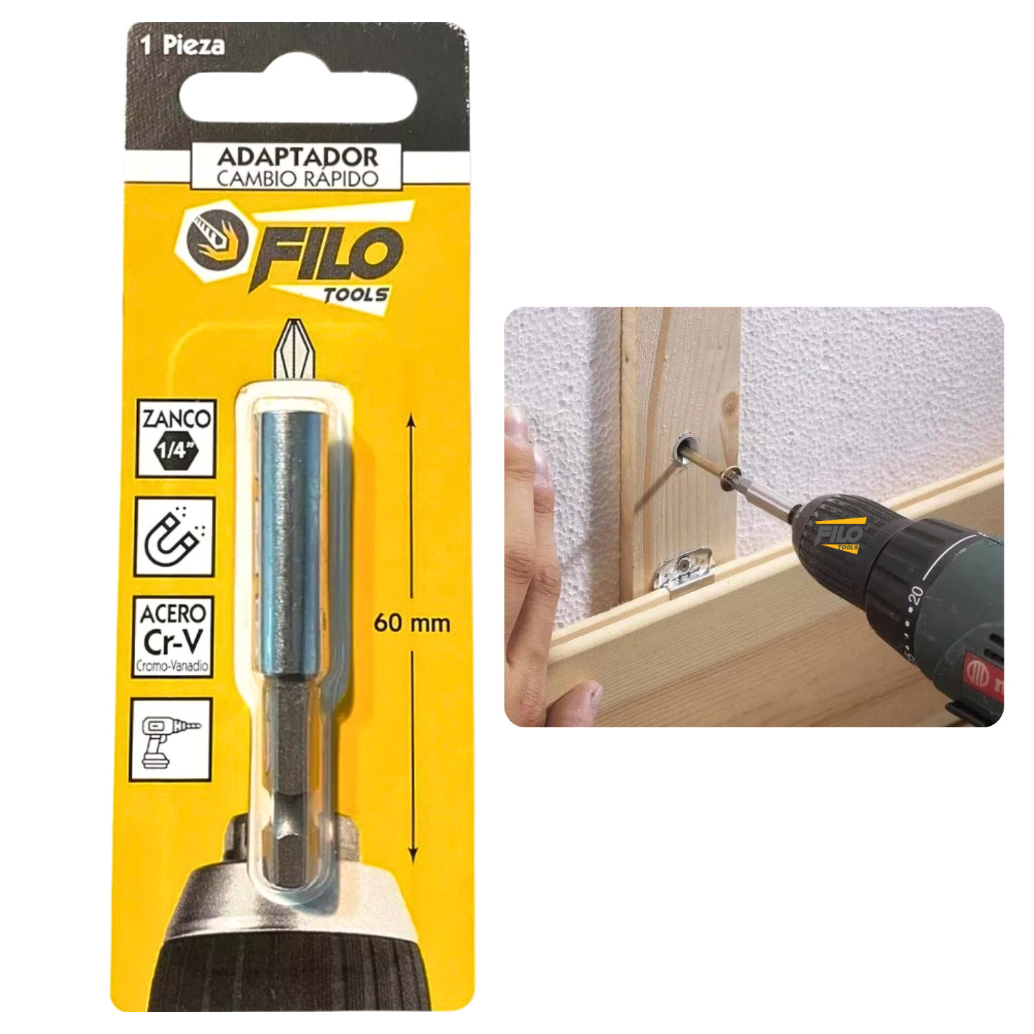 Extensión De Brocas Magnético Hexagonal Acero 1/4"