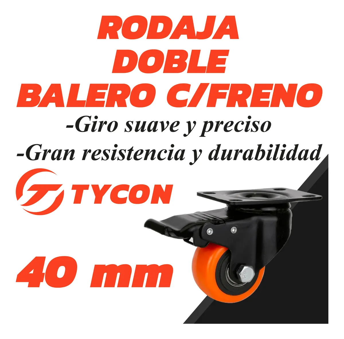 Rodaja Giratoria Rueda 40 mm Con Freno Doble Balero