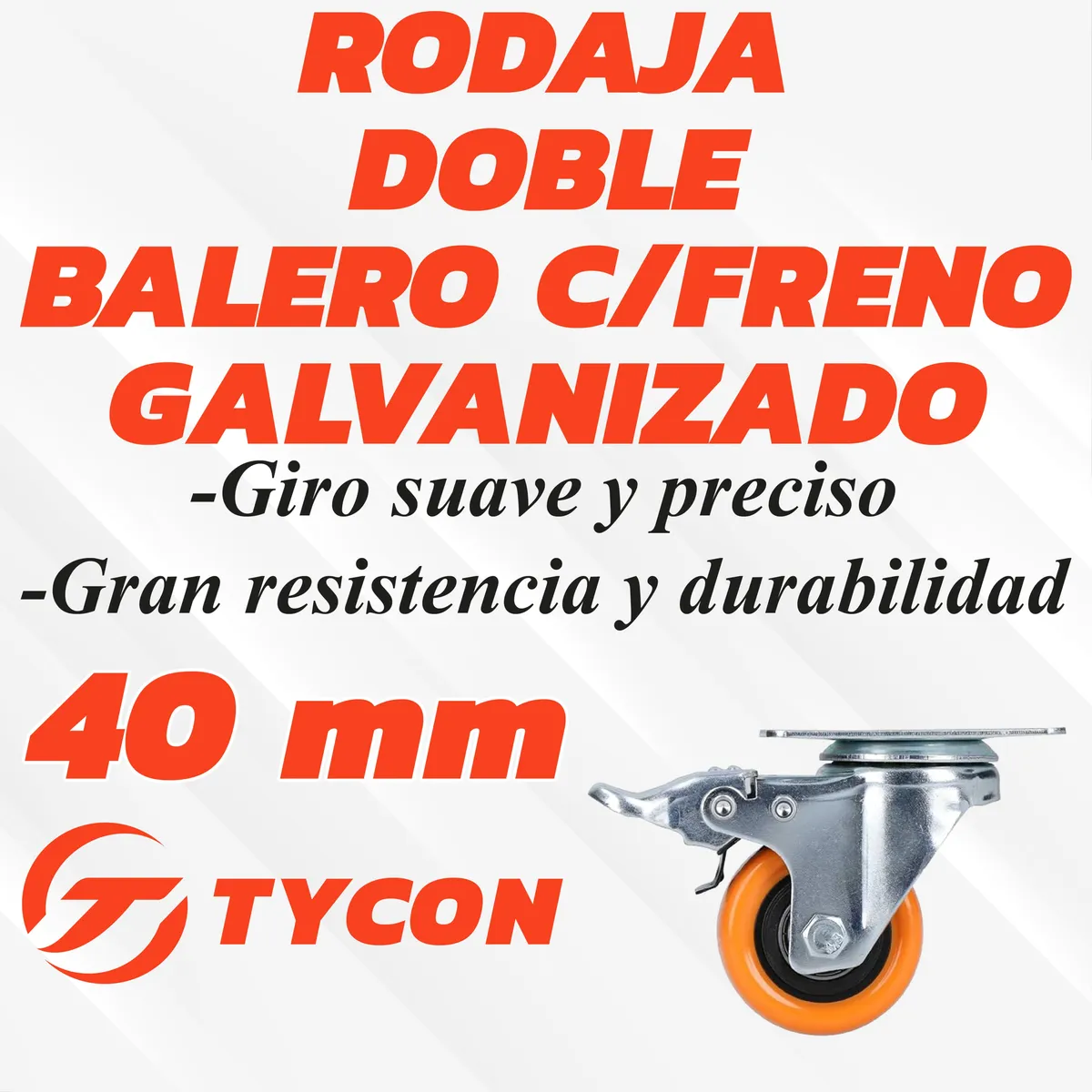 Rodaja Giratoria Rueda 40 mm Con Freno Doble Balero Galvanizada