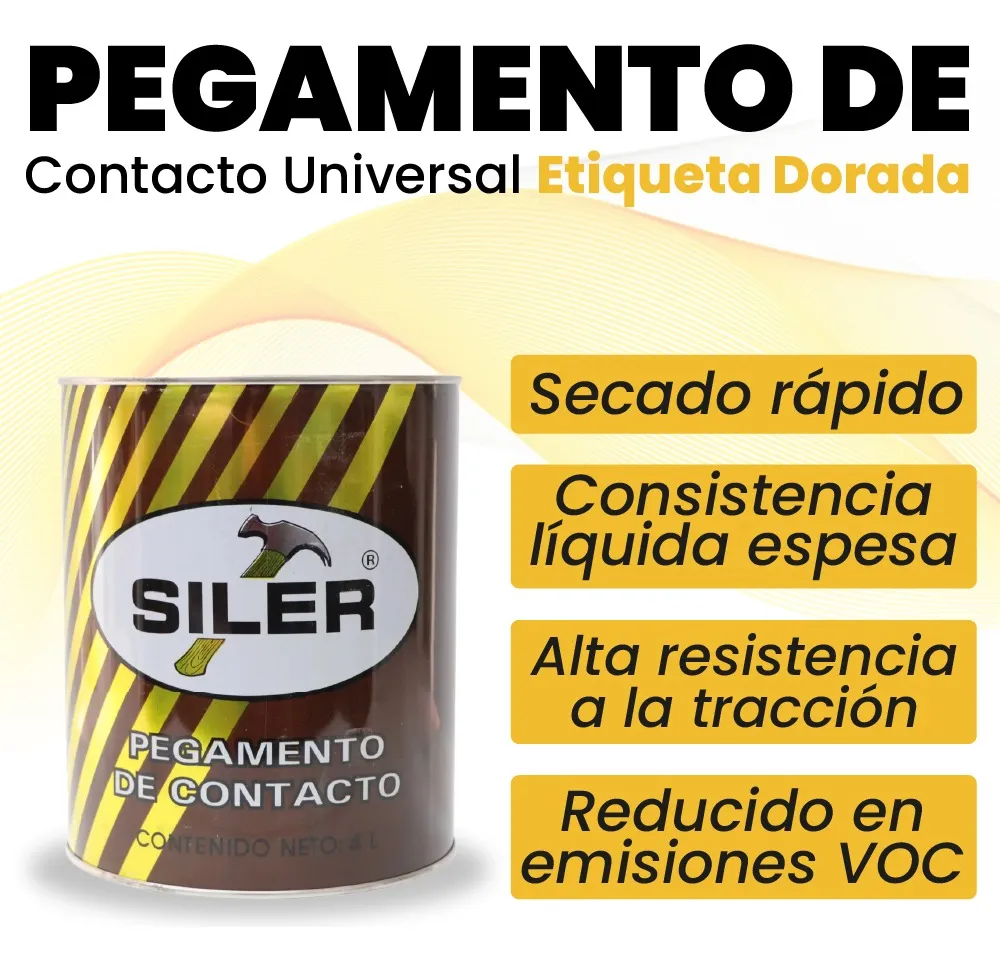 Pegamento Universal De Contacto Siler Línea Dorada 4 Litros Amarillo