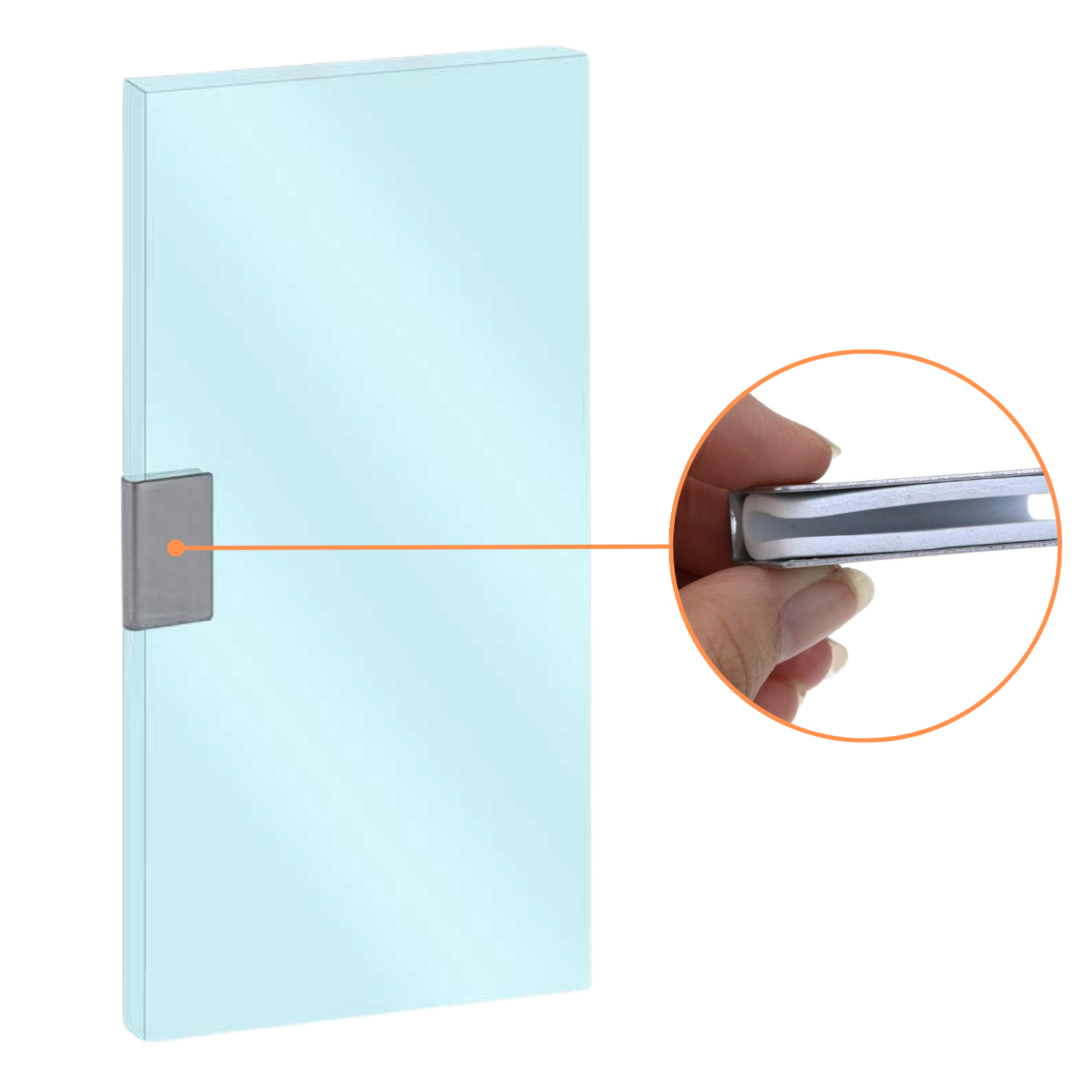 Jaladera Sencilla Cromo Rectangular Puerta Cristal