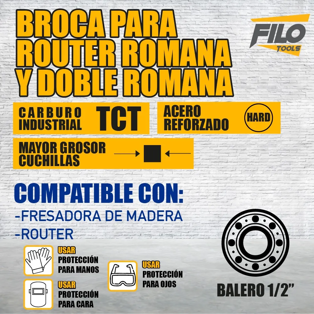 Set 2 Piezas Broca Para Router Rebajadora de Madera Romana Doble