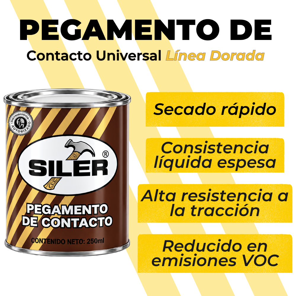 Pegamento Universal De Contacto Amarillo Siler Línea Dorada 250 ml