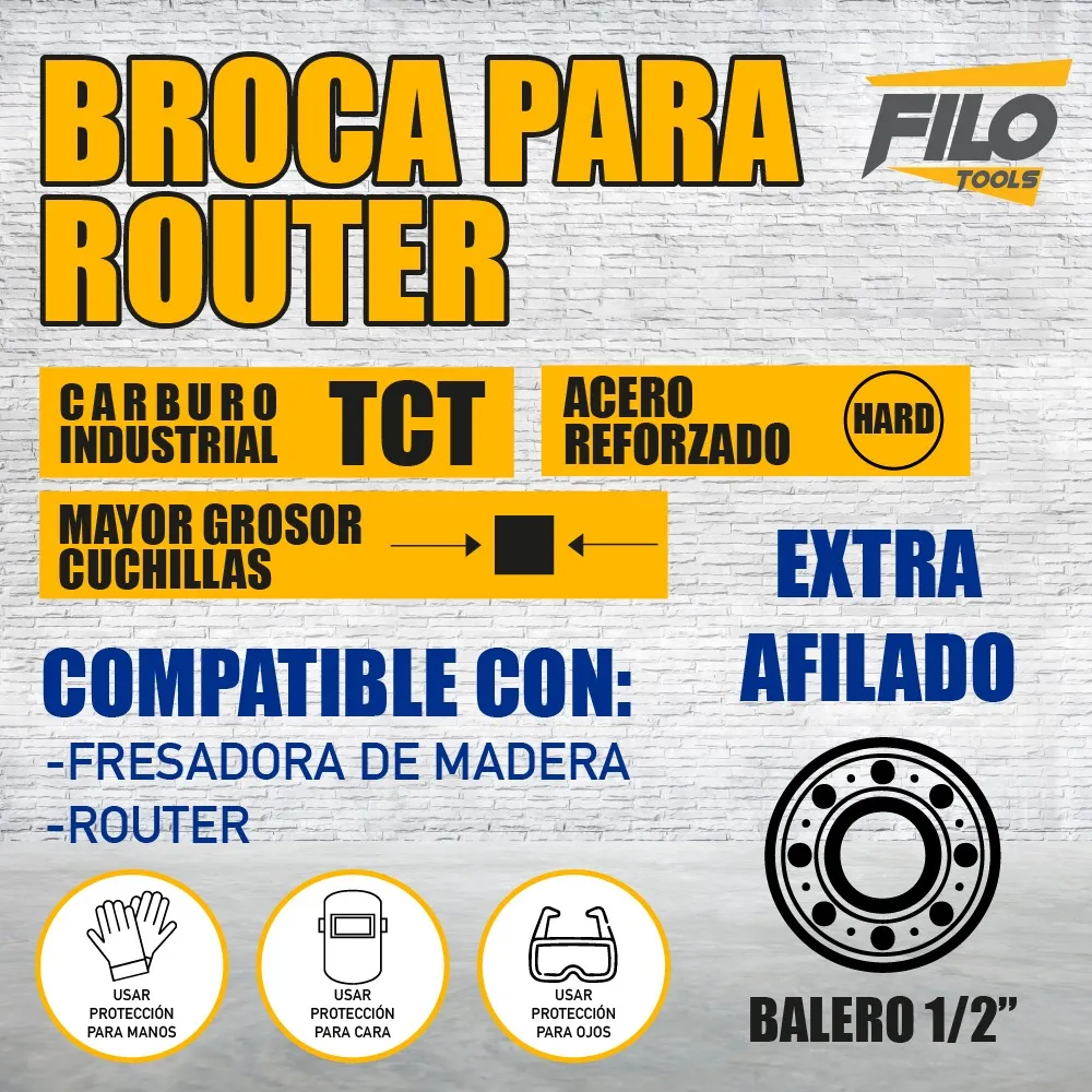 Set 4 Piezas Broca Para Router Rebajadora de Madera Moldura